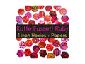 42 precut hexagons Kaffe Fassett Ruby 1 inch die cut hexies and paper templates; English Paper Piecing (EPP); patchwork fabric