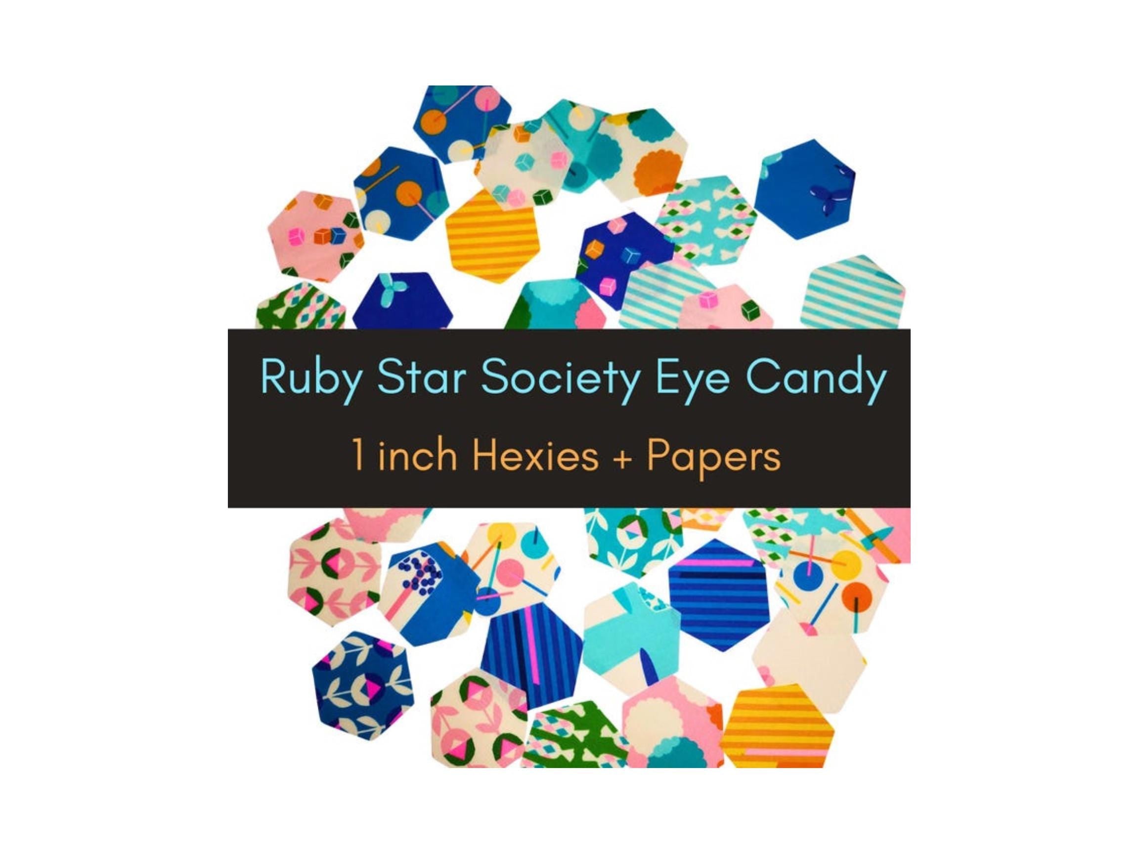 42 precut hexagons Ruby Star Society Eye Candy 1 inch die cut hexies and precut paper templates English Paper Piecing (EPP) quilt fabric