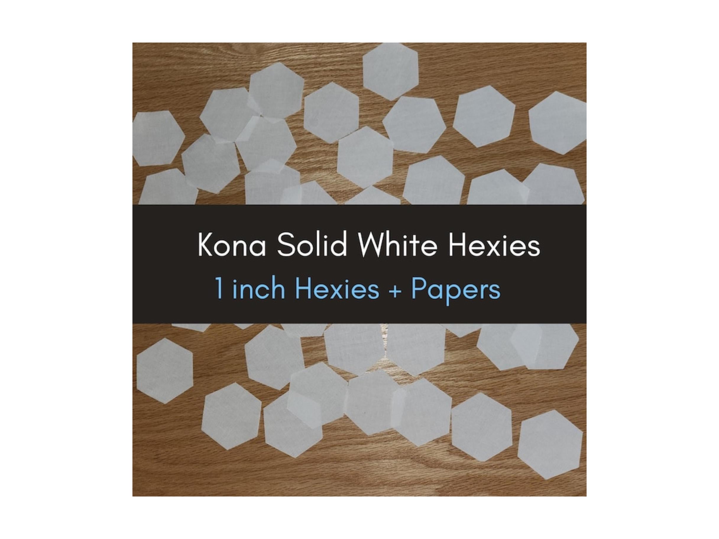 42 precut hexagons Kona Solid white 1 inch die cut hexies and paper templates; English Paper Piecing (EPP), Robert Kaufman fabric