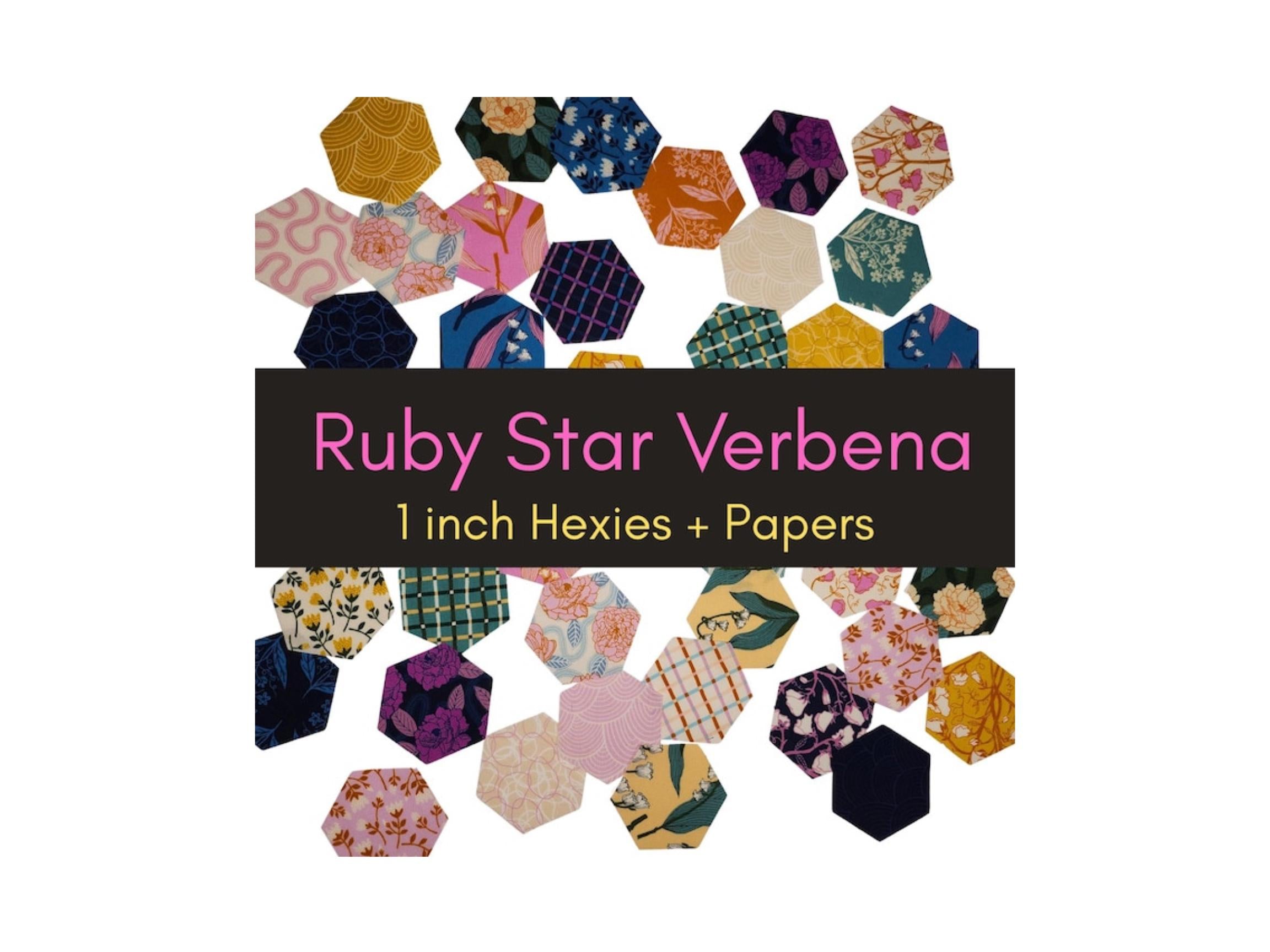 Ruby Star Society Verbena 1 inch die cut hexies (42) and papers; English Paper Piecing (EPP); quilting; Moda fabric, Jen Hewett