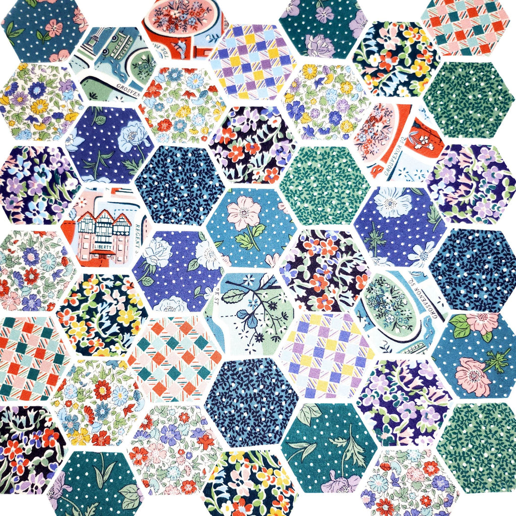 Liberty Fabrics Hexies: London Bouquet Precut 1-inch hexagons + paper templates for English Paper piecing epp by florahexies