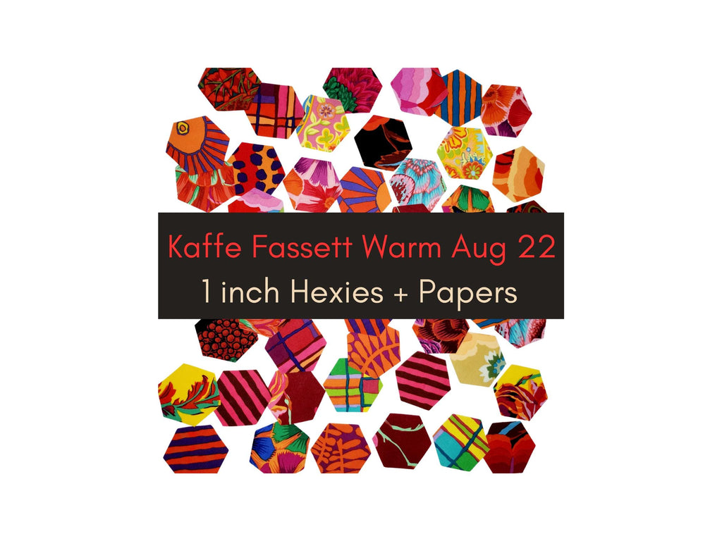 Kaffe Fassett Warm August 2022 Fabric Hexies: 1-inch English Paper Piecing hexagons  and templates (42pc)