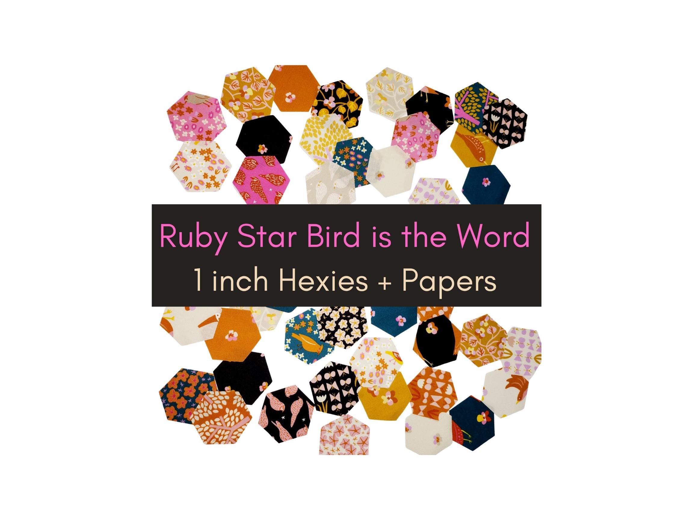 Ruby Star Society Bird is the Word 1 inch die cut hexies (42) and paper templates; English Paper Piecing (EPP); precut hexagons Kim Kight