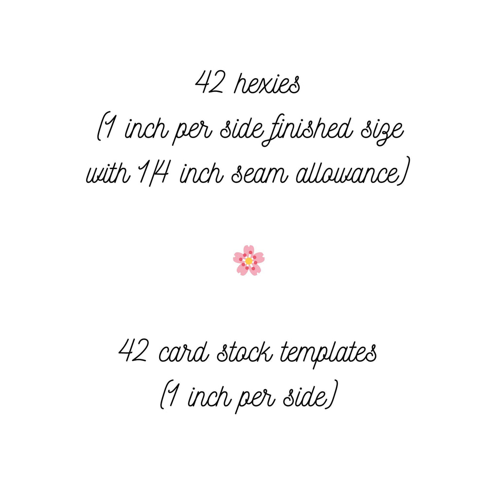 EPP Kit Tula Pink Homemade Fabric Hexagons: 42 diecut 1-inch Hexies + Paper Templates