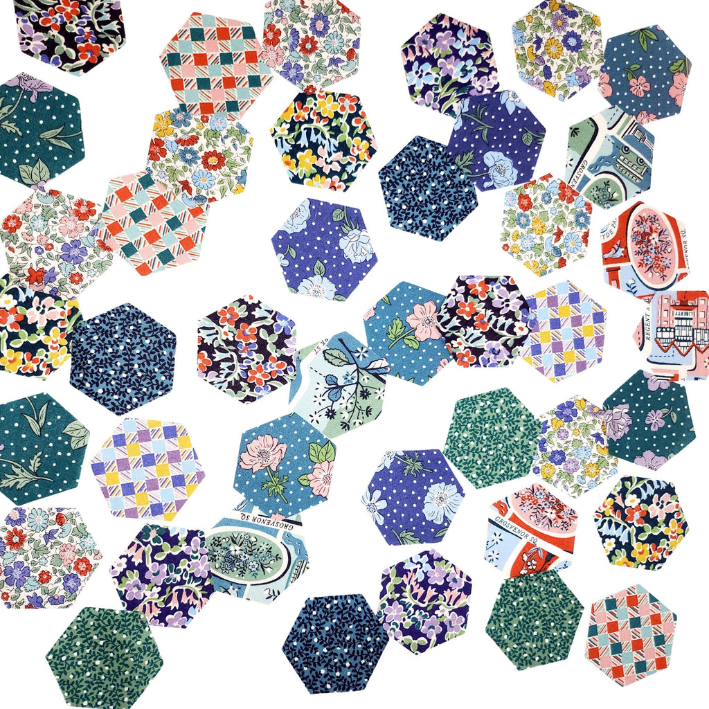 Liberty Fabrics Hexies: London Bouquet Precut 1-inch hexagons + paper templates for English Paper piecing epp by florahexies