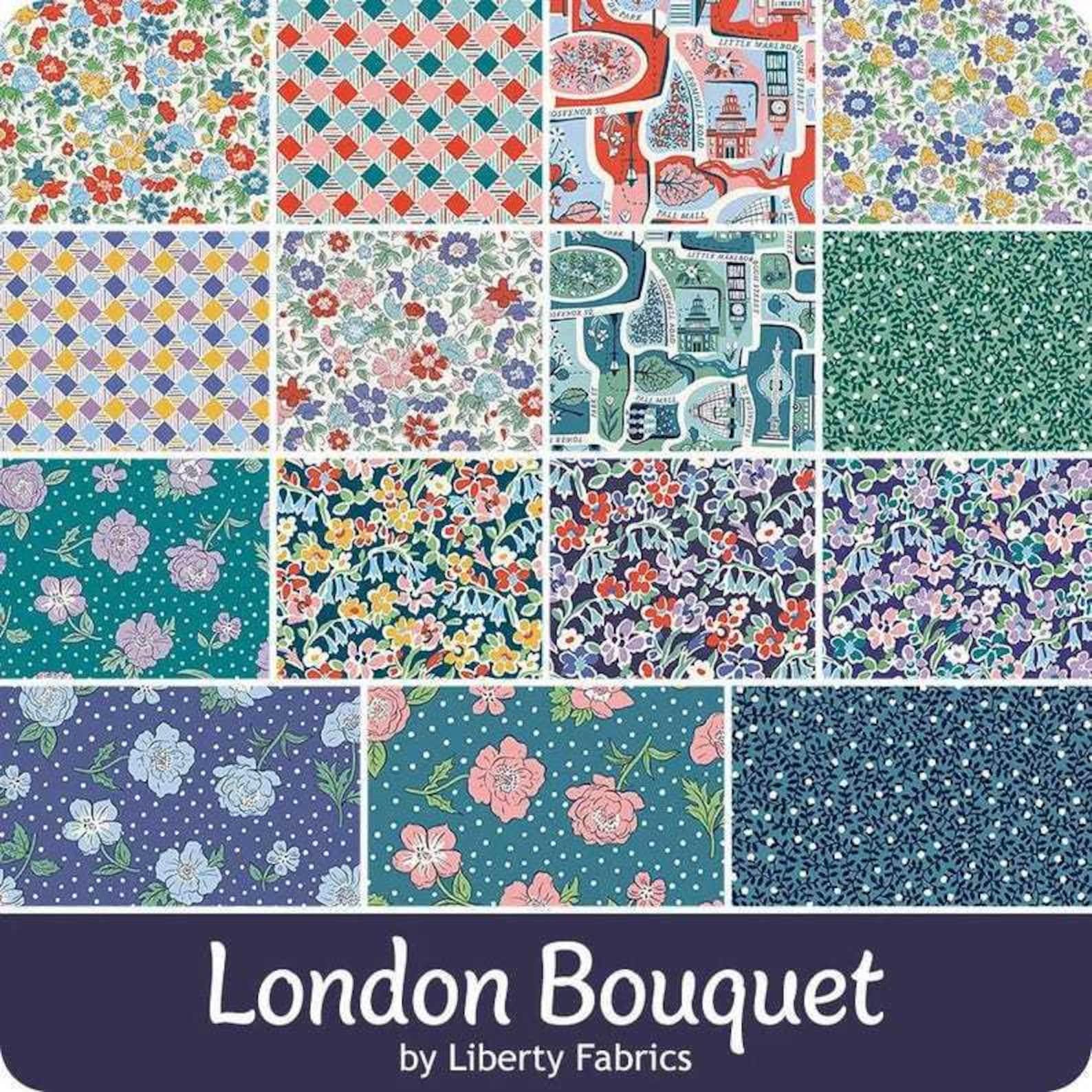 Liberty Fabrics Hexies: London Bouquet Precut 1-inch hexagons + paper templates for English Paper piecing epp by florahexies
