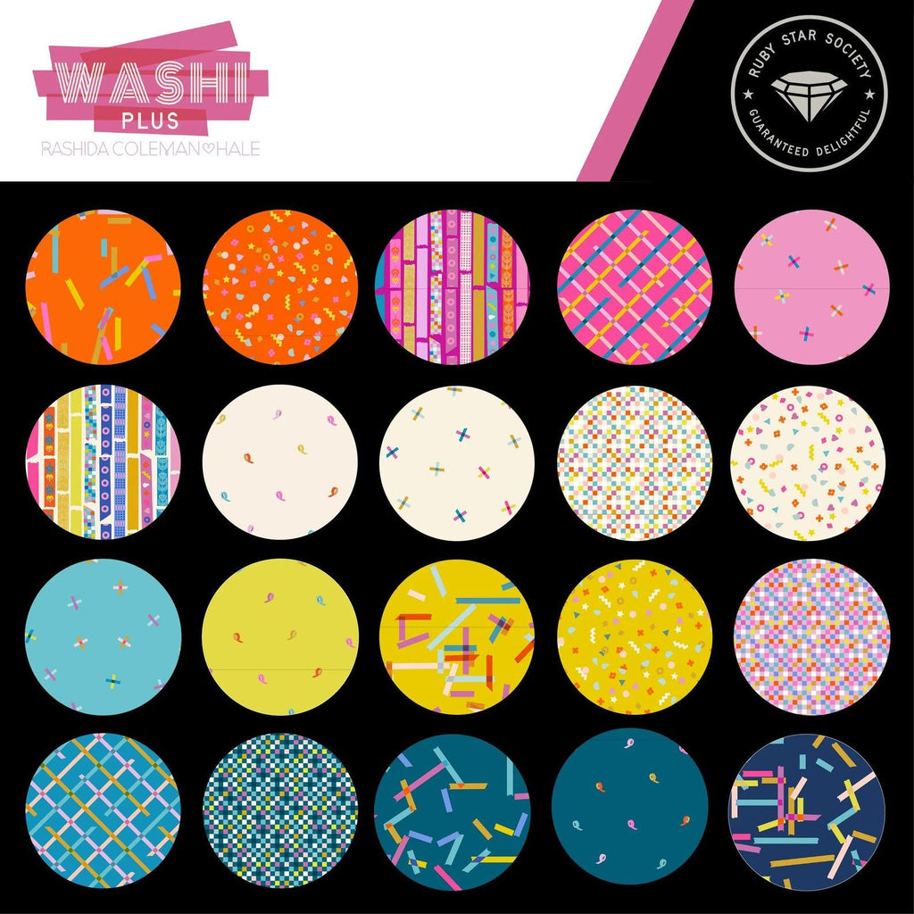 Ruby Star Society Hexies Washi Plus 1-inch Precut Fabric Hexagons & Templates for EPP 42pc. Rashida Coleman Hale English Paper Piecing precut fabric shapes