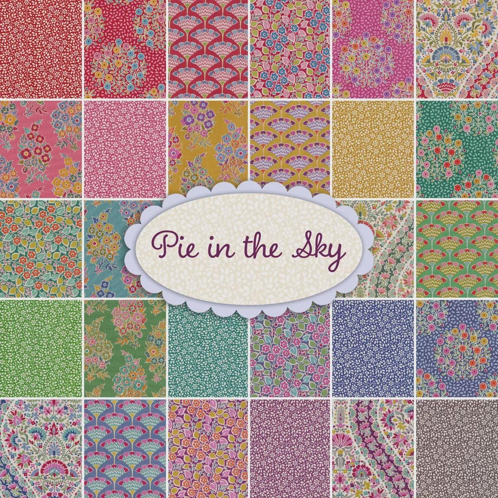 EPP Tilda Pie in the Sky hexies: 1 inch fabric hexagons and papers 42 pcs