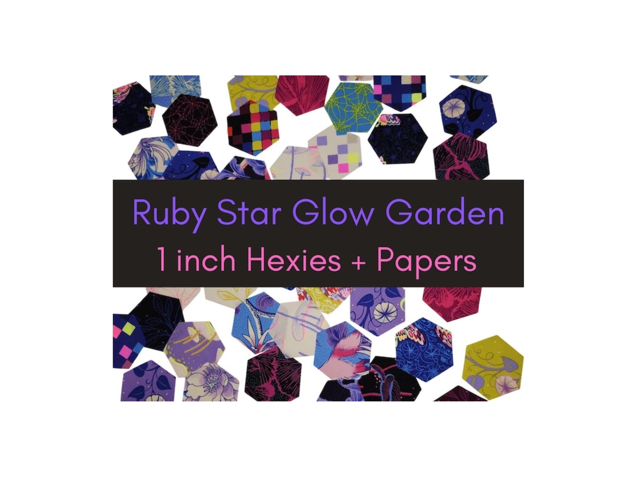 EPP Ruby Star Society Glow Garden Hexies: 1-inch fabric hexagons & Papers 42 pcs