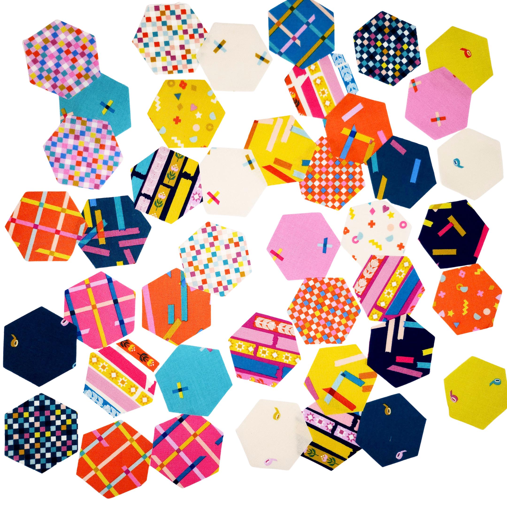 Ruby Star Society Hexies Washi Plus 1-inch Precut Fabric Hexagons & Templates for EPP 42pc
