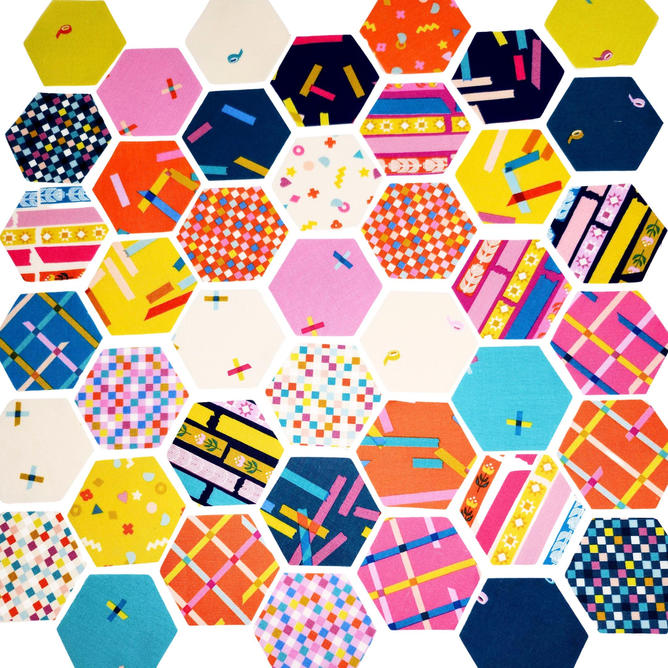 Ruby Star Society Hexies Washi Plus 1-inch Precut Fabric Hexagons & Templates for EPP 42pc