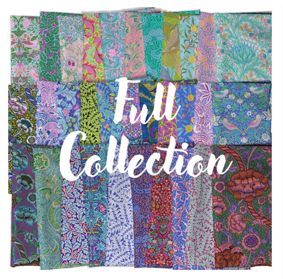 EPP Kaffe x Morris hexies: 1 inch fabric hexagons and papers 42 pcs