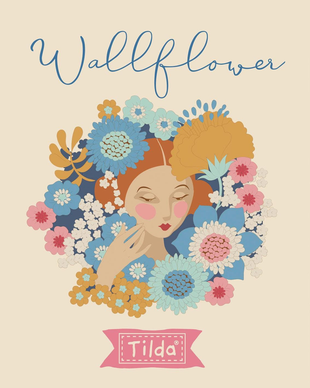 EPP Tilda Wallflower hexies: 1 inch fabric hexagons and papers 42 pcs