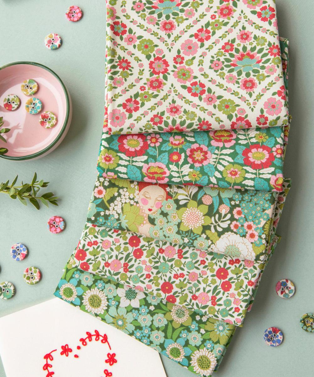 EPP Tilda Wallflower hexies: 1 inch fabric hexagons and papers 42 pcs