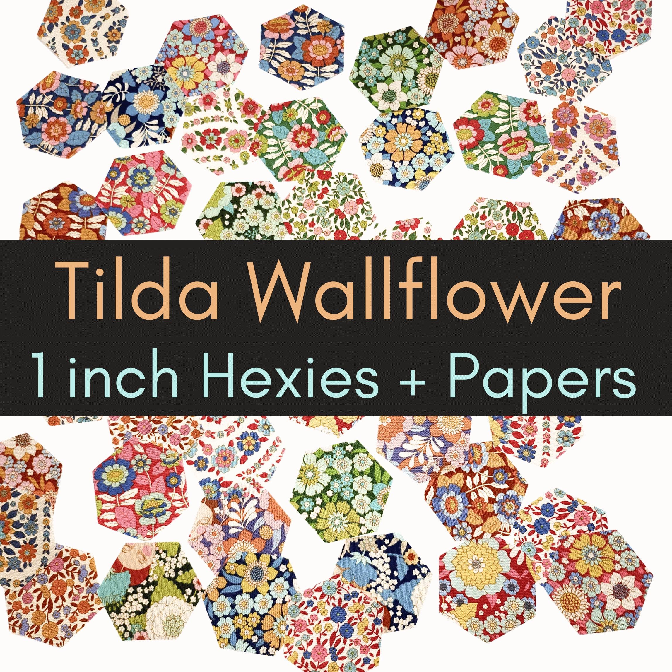 EPP Tilda Wallflower hexies: 1 inch fabric hexagons and papers 42 pcs