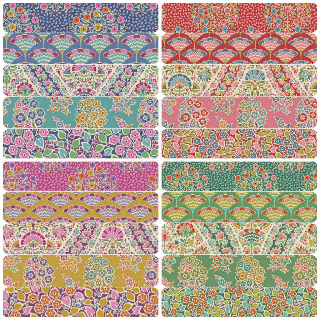 EPP Tilda Pie in the Sky hexies: 1 inch fabric hexagons and papers 42 pcs