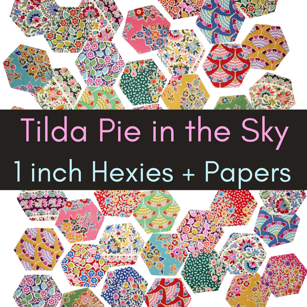 EPP Tilda Pie in the Sky hexies: 1 inch fabric hexagons and papers 42 pcs