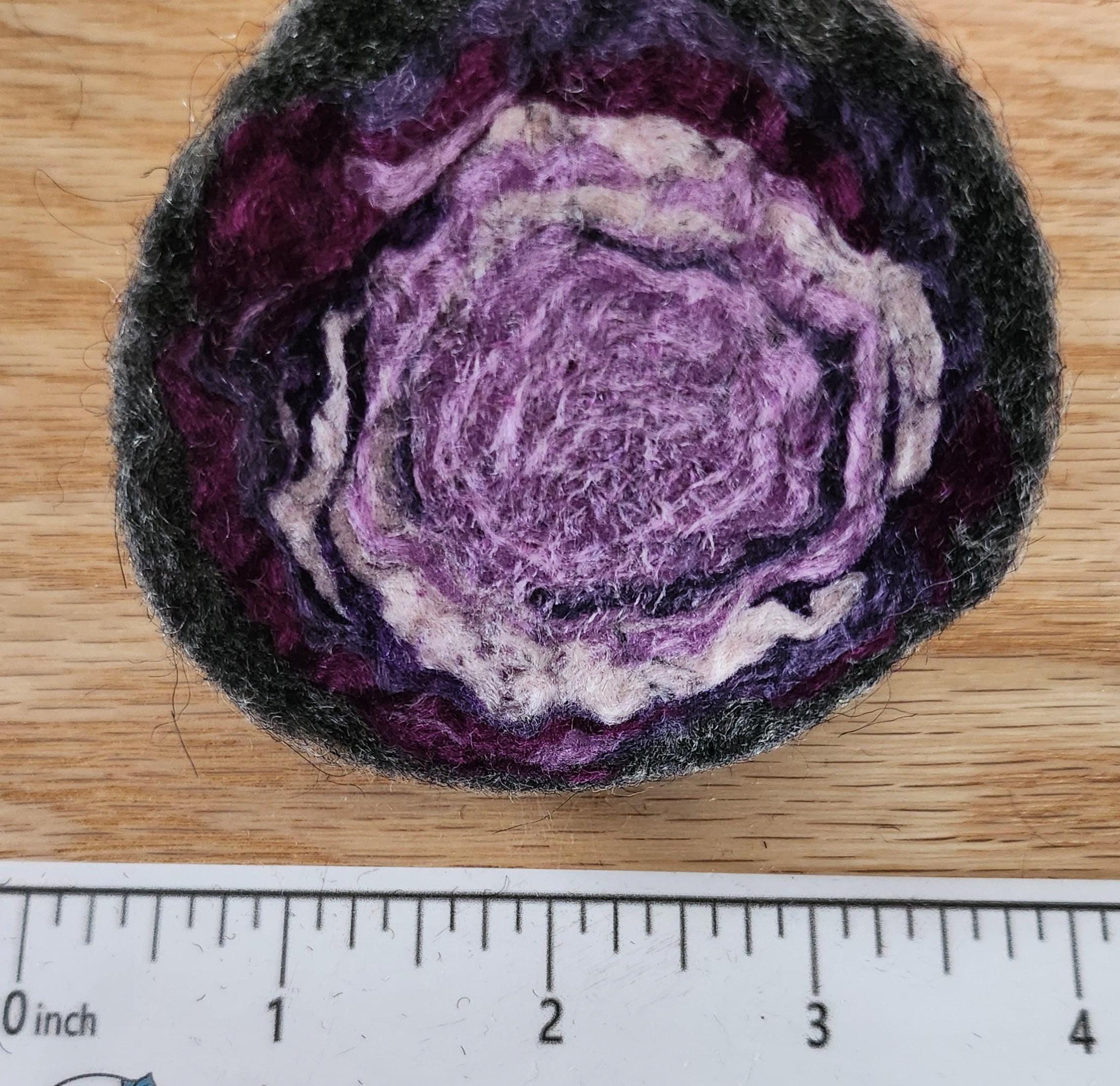 Wool geode pincushion, hand felted merino and Icelandic in purples, amethyst gemstone pin cushion, handmade by me in Arkansas