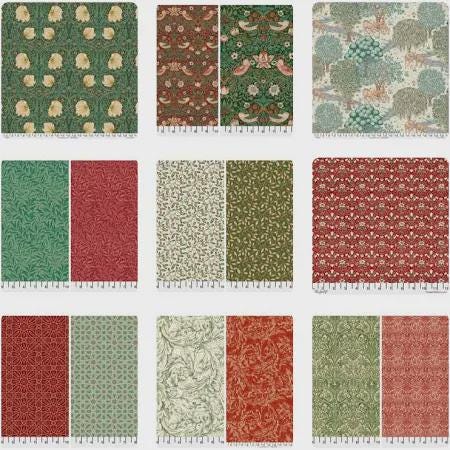 Morris & Co Hexies for English Paper Piecing: Cotswold 1-inch Hexagons + Paper Templates 42Pcs Christmas EPP