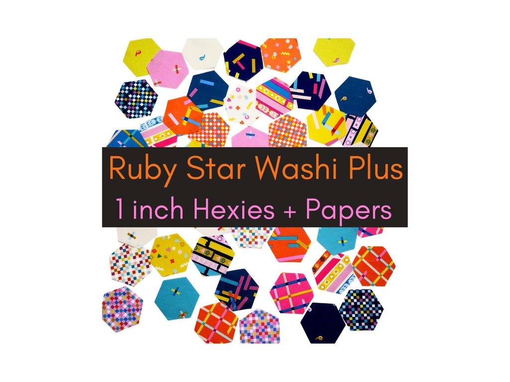 Ruby Star Society Hexies Washi Plus 1-inch Precut Fabric Hexagons & Templates for EPP 42pc. Rashida Coleman Hale English Paper Piecing precut fabric shapes