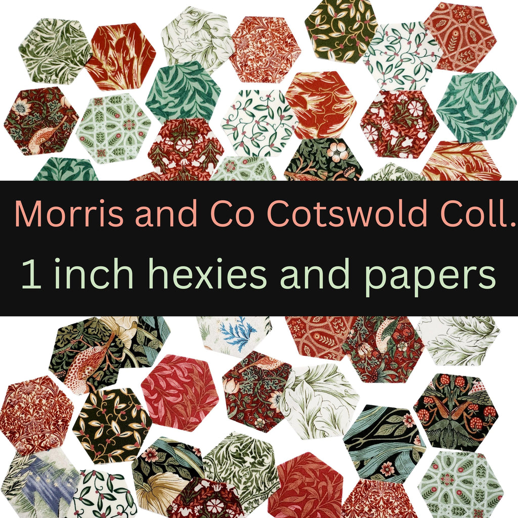 Morris & Co Hexies for English Paper Piecing: Cotswold 1-inch Hexagons + Paper Templates 42Pcs Christmas EPP