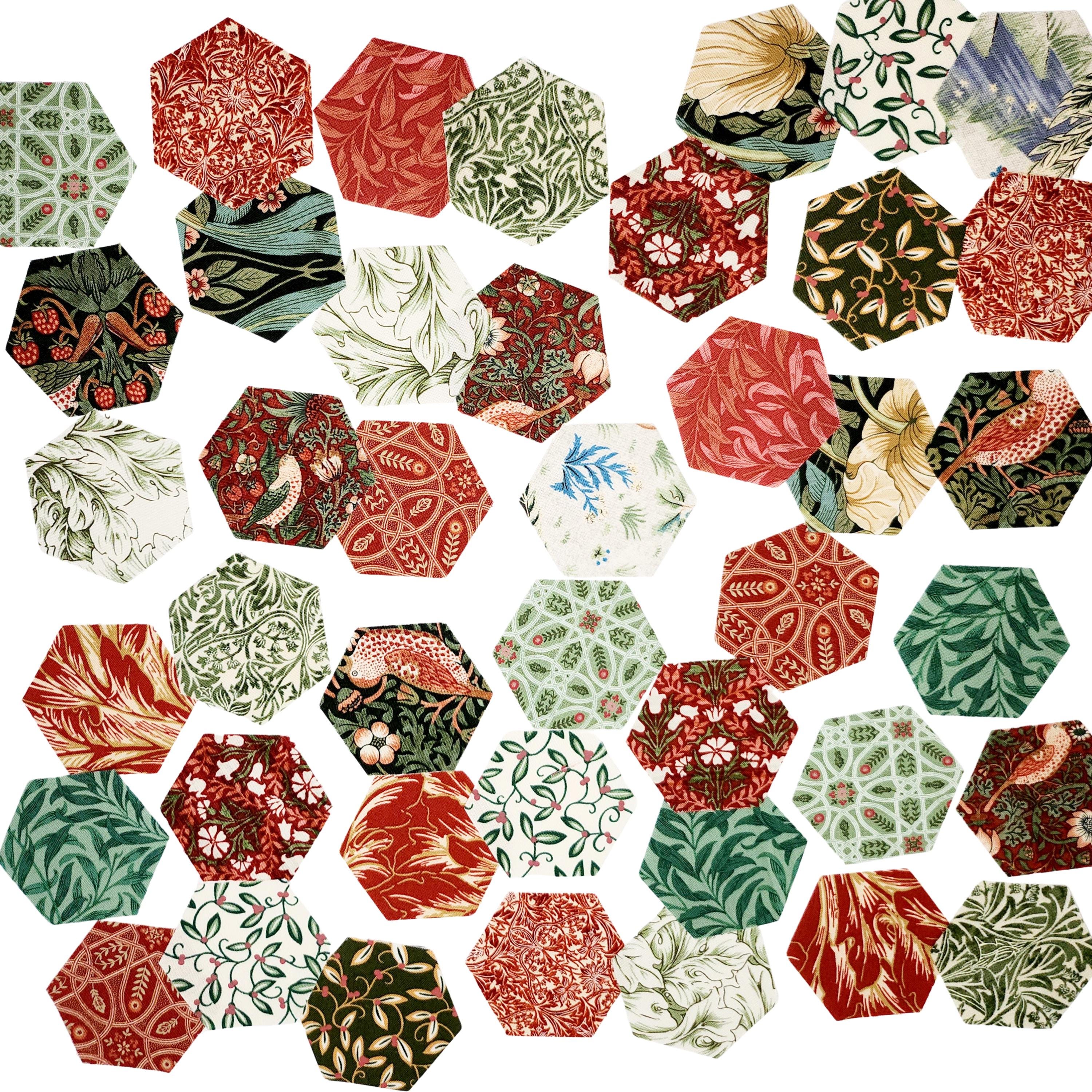 Morris & Co Hexies for English Paper Piecing: Cotswold 1-inch Hexagons + Paper Templates 42Pcs Christmas EPP