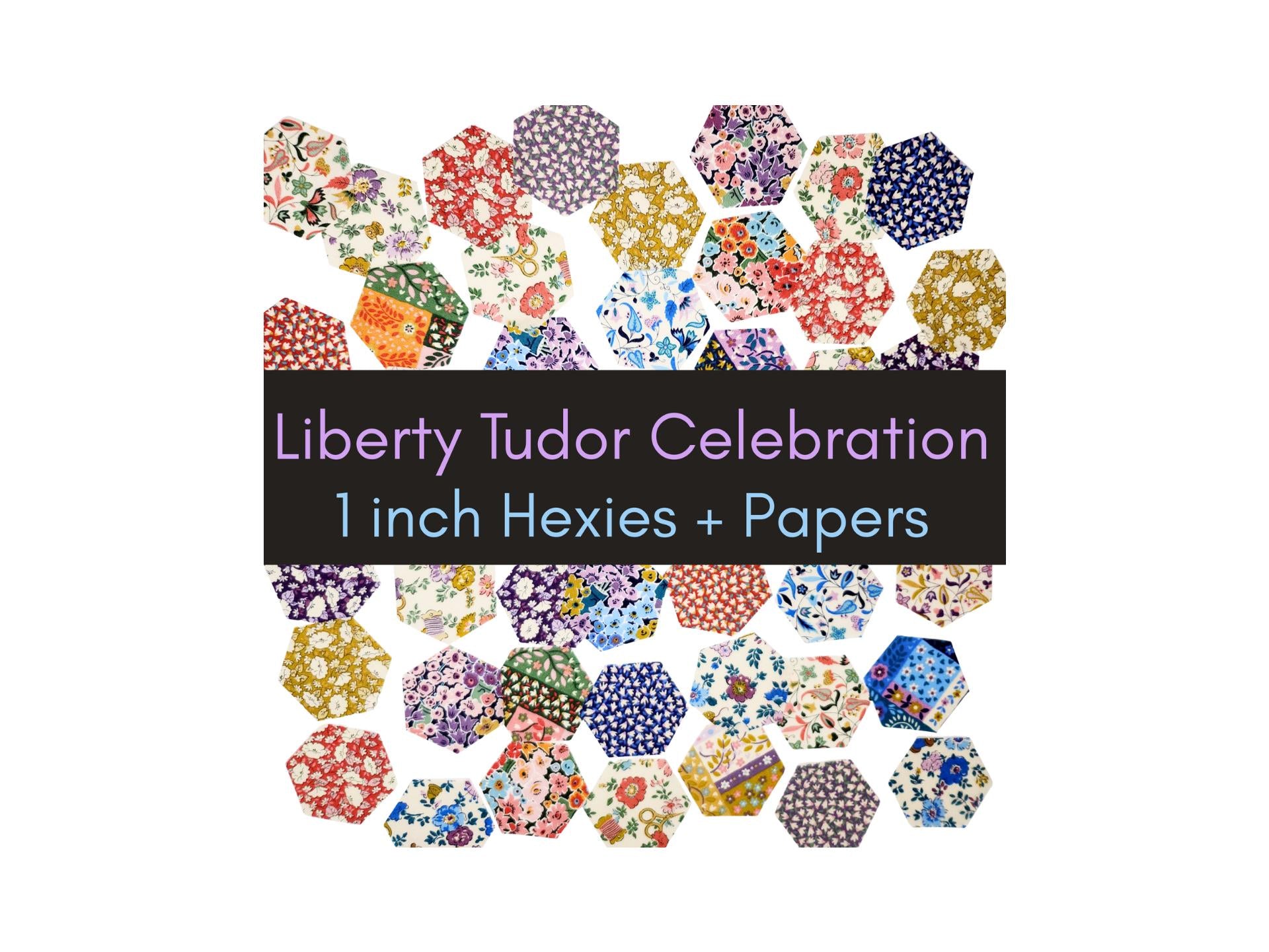 EPP Liberty Fabrics Hexies: Tudor Celebration 1-inch Hexagons + Paper Templates 42Pcs