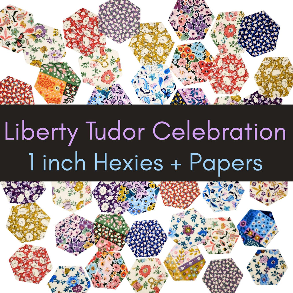 EPP Liberty Fabrics Hexies: Tudor Celebration 1-inch Hexagons + Paper Templates 42Pcs