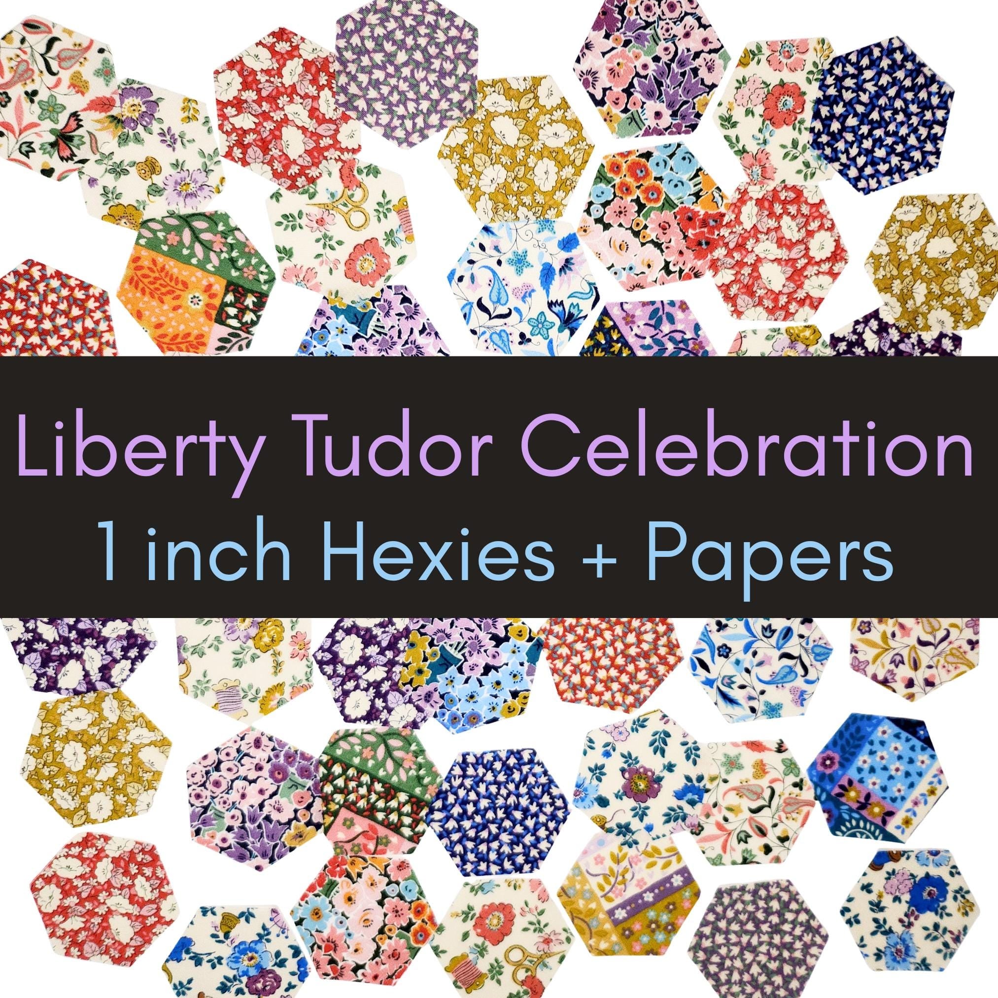 EPP Liberty Fabrics Hexies: Tudor Celebration 1-inch Hexagons + Paper Templates 42Pcs