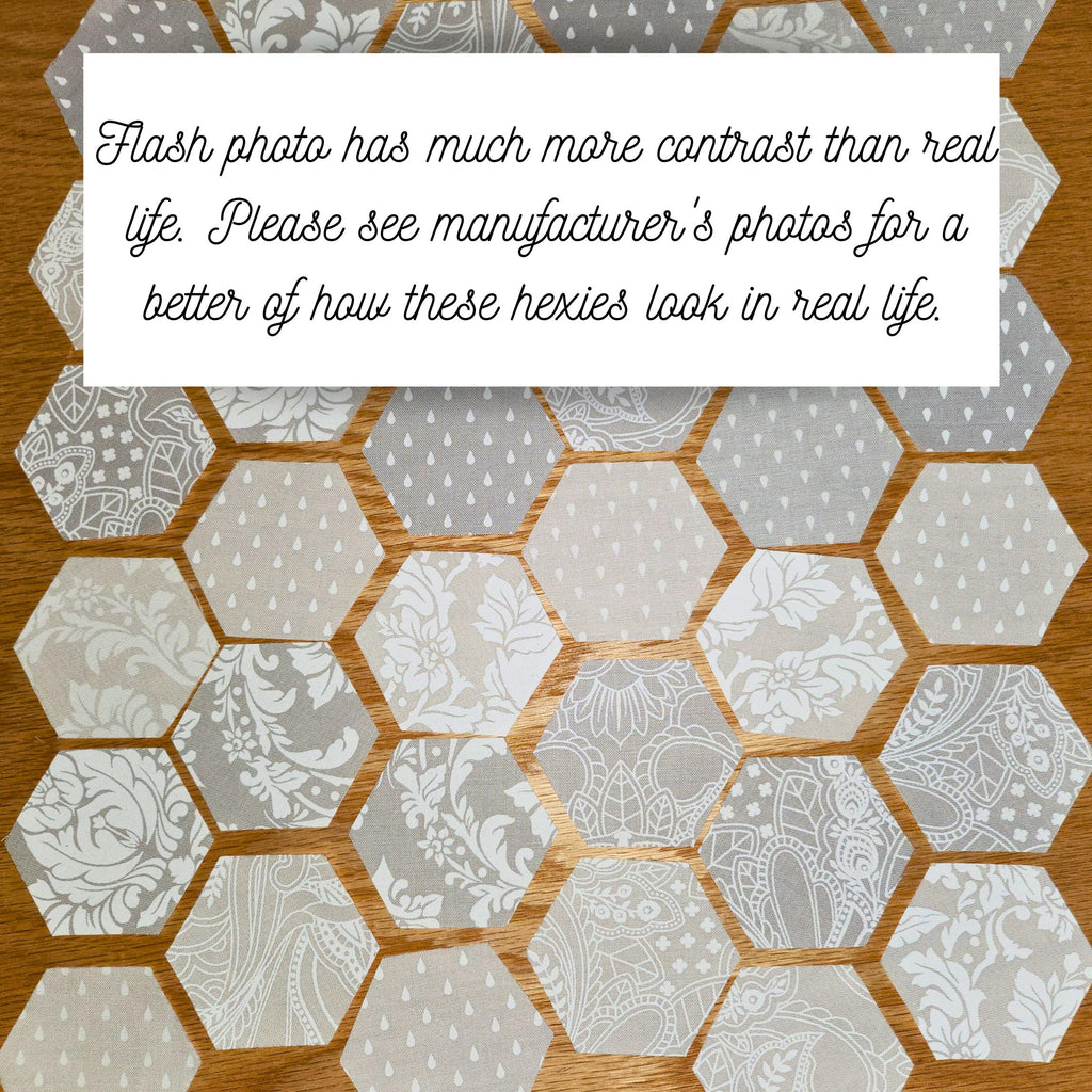 EPP kit Tula Pink True Colors 2025 Ghost Only Hexies: 42 diecut 1-inch Fabric hexagons + Paper Templates