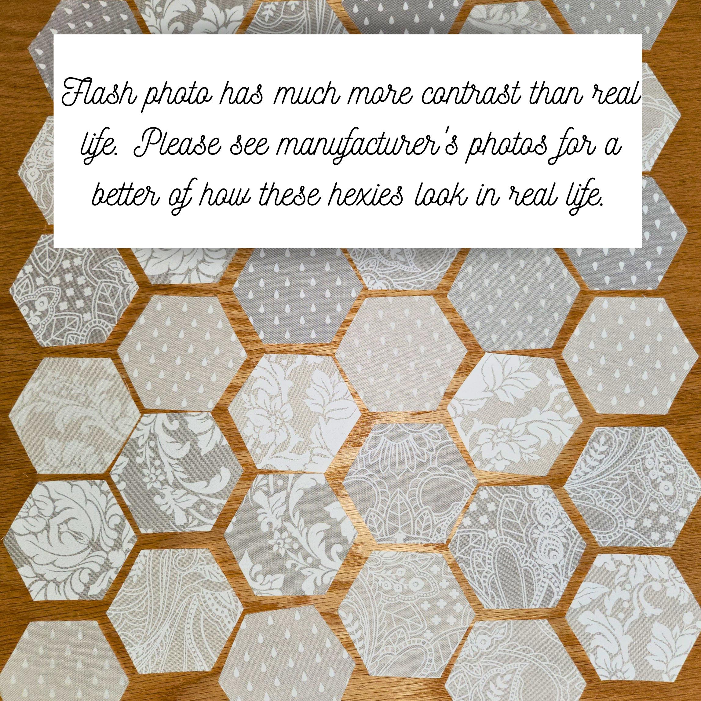 EPP kit Tula Pink True Colors 2025 Ghost Only Hexies: 42 diecut 1-inch Fabric hexagons + Paper Templates