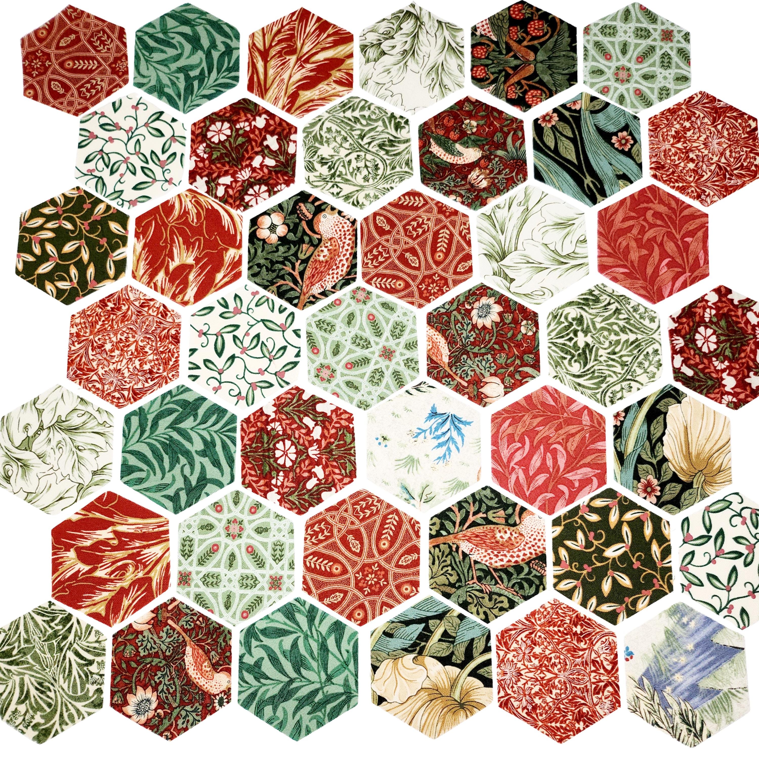 Morris & Co Hexies for English Paper Piecing: Cotswold 1-inch Hexagons + Paper Templates 42Pcs Christmas EPP
