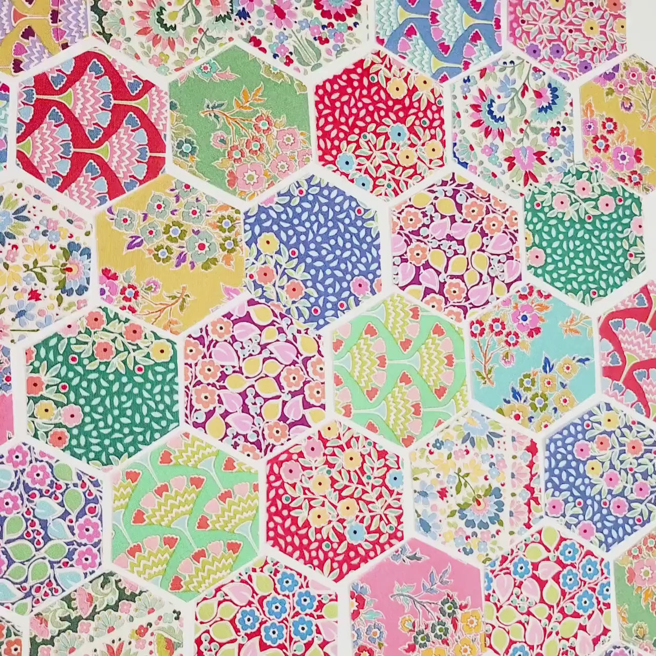 EPP Tilda Pie in the Sky hexies for English Paper Piecing; 1 inch fabric hexagons and papers 42 pcs