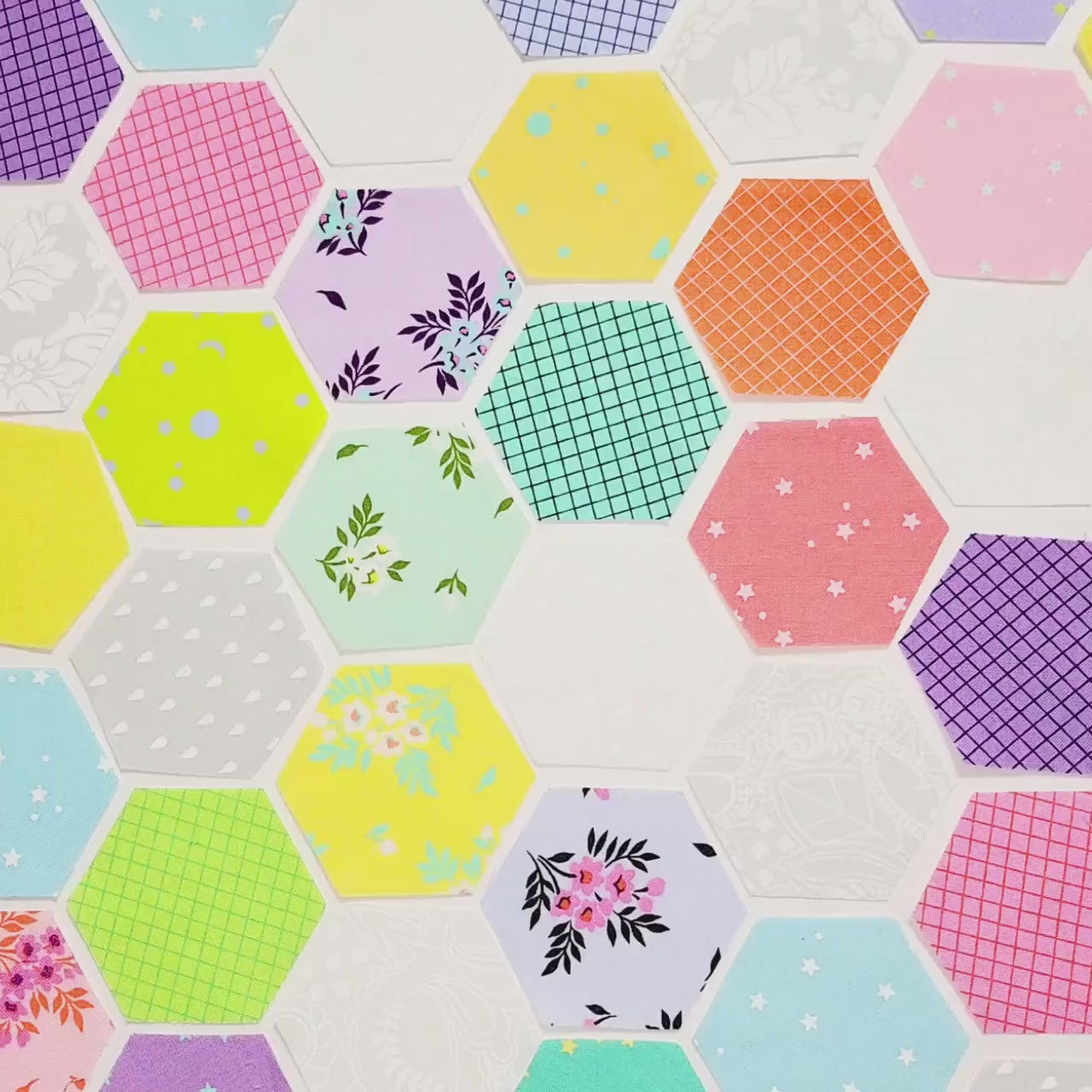Tula Pink True Colors Hexies EPP Kit: 42 x 1-inch Fabric Hexagons + Paper Templates