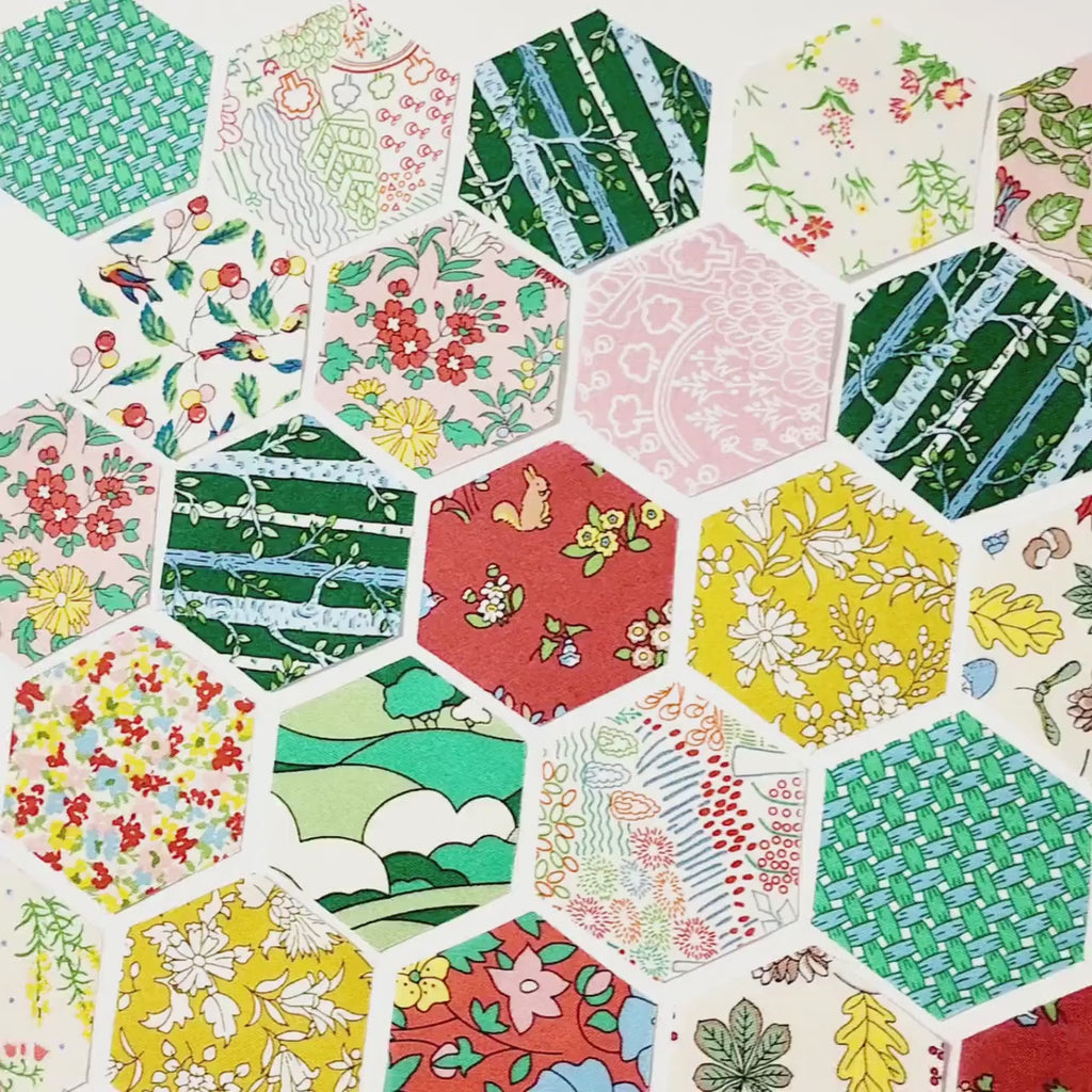 EPP Liberty Fabrics Hexies: Hillside Adventure 1-inch Hexagons + Paper Templates 42 Pcs