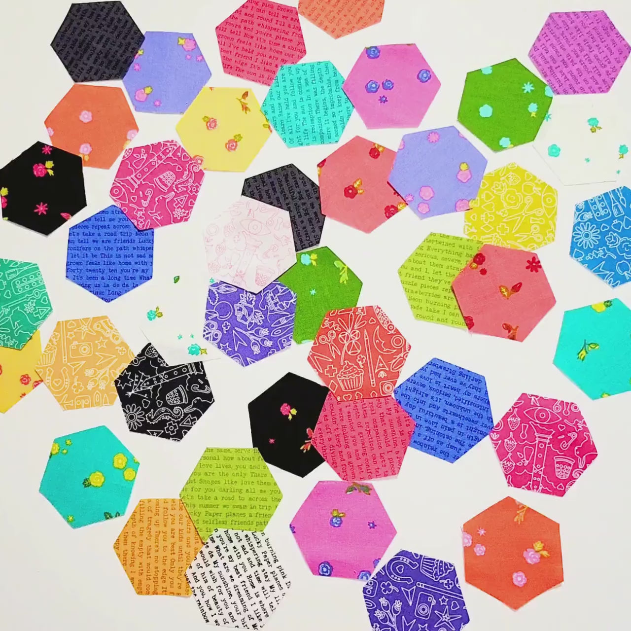 EPP Kit Alison Glass Sun Print Hexies: 1-inch fabric hexagons+ Papers