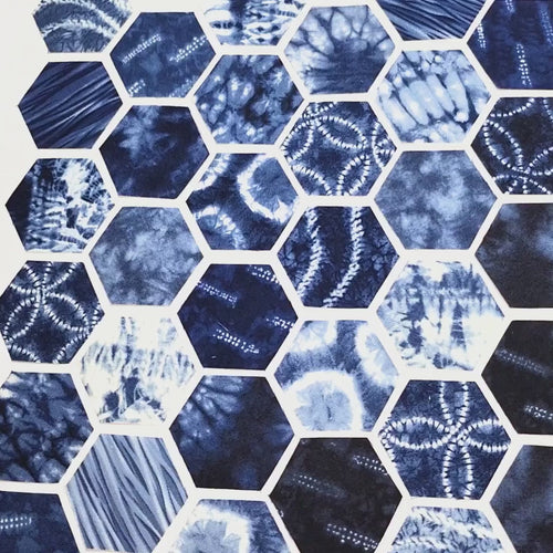 EPP Debbie Maddy Shibori Fabric Hexies: 1-inch hexagons and Papers 42 pcs for English Paper Piecing