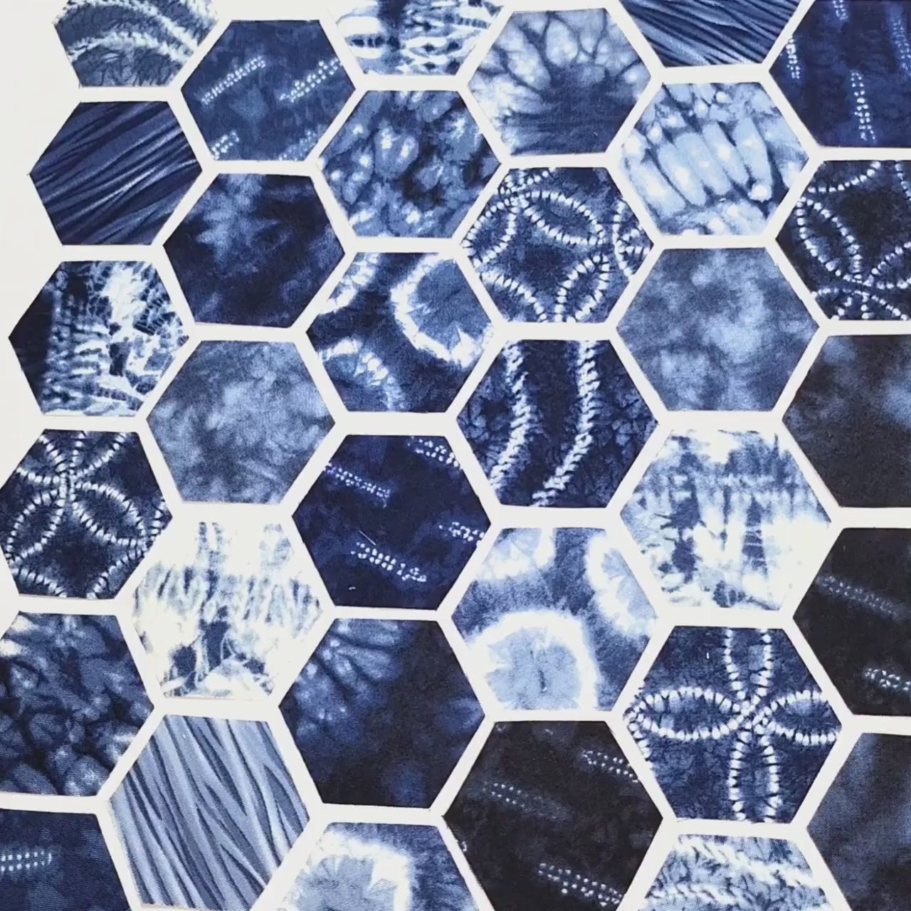 EPP Debbie Maddy Shibori Fabric Hexies: 1-inch hexagons and Papers 42 pcs for English Paper Piecing