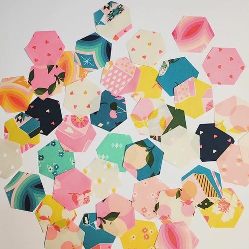 English Paper Piecing Ruby Star Society Juicy Hexies: 1 Inch fabric hexagons+ Paper Templates, 42 pcs for EPP