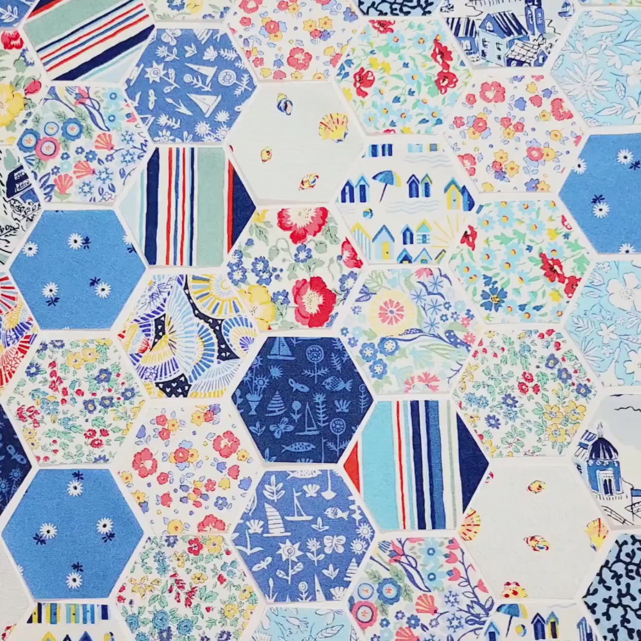 EPP Liberty The Riviera Collection A hexies 1 inch die cut fabric hexagons + papers