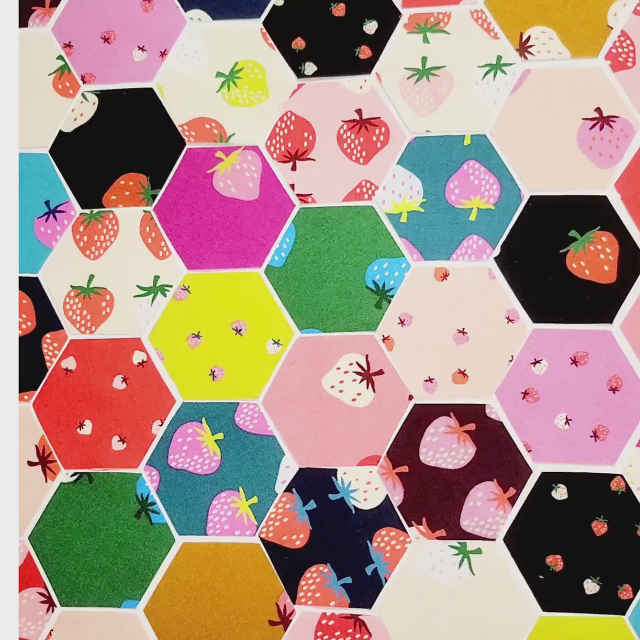 Ruby Star Strawberry Fabric Hexies, 1 Inch Die Cut (42) w/Paper Templates