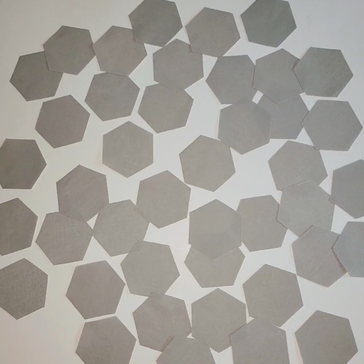 EPP Kit Kona Solid Ash Hexies: 42 Precut 1 inch Fabric hexagons + Paper Templates