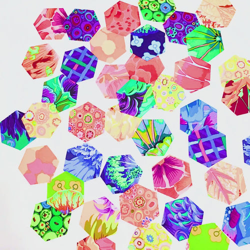 EPP Kaffe Fassett Spectrum Hexies: 42 Precut 1-inch Fabric Hexagons & Papers