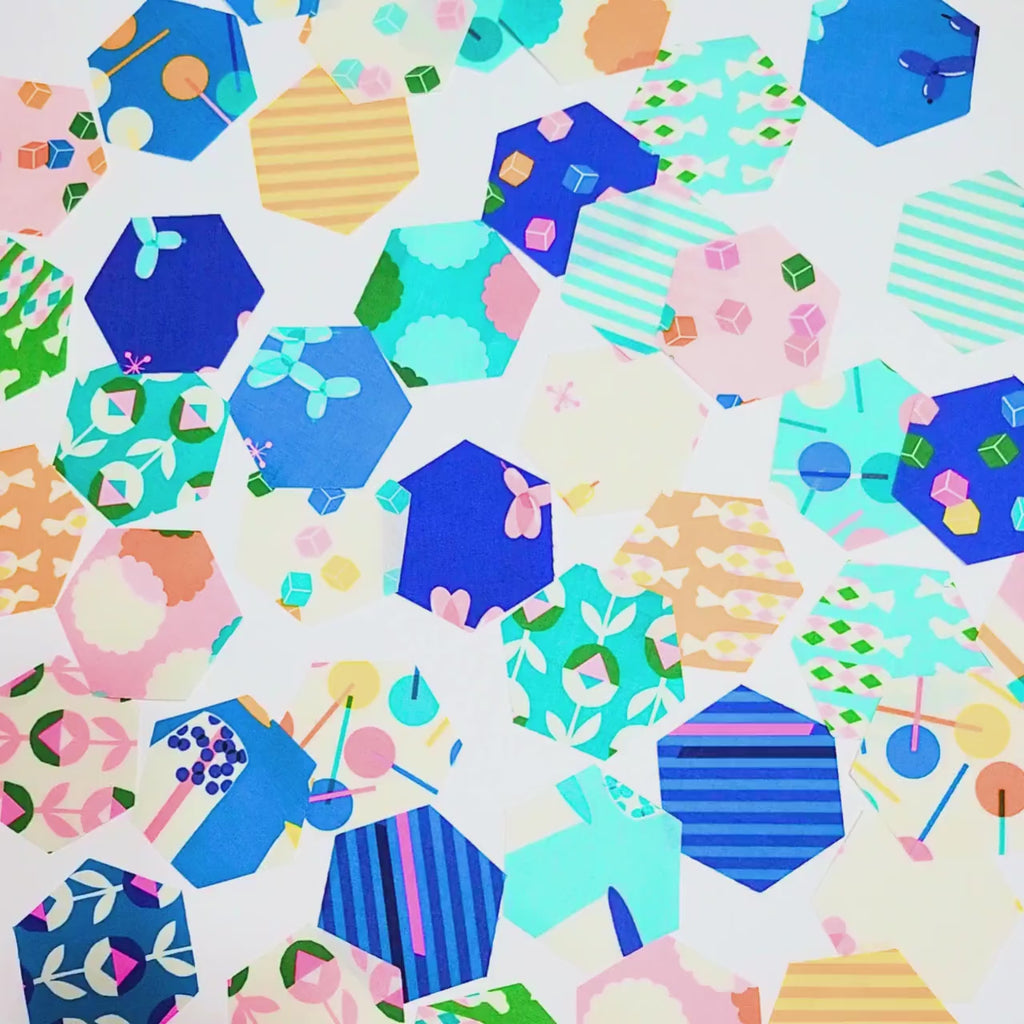 EPP Kit Ruby Star Society Eye Candy Hexies: 1-inch Fabric Hexagons & Papers 42pcs