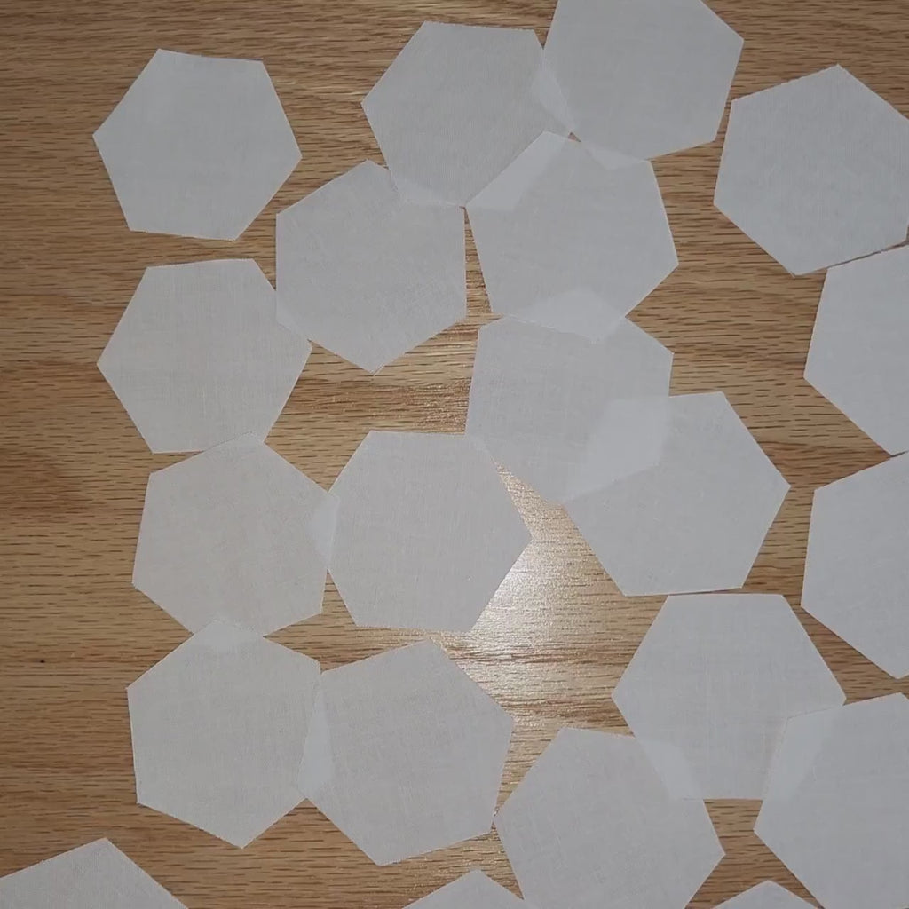EPP Kona White Fabric Hexies:42 diecut 1-inch hexagons + templates