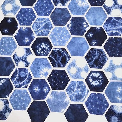 EPP Debbie Maddy Shimo Fabric Hexies: 42 Precut 1-inch hexagons + papers