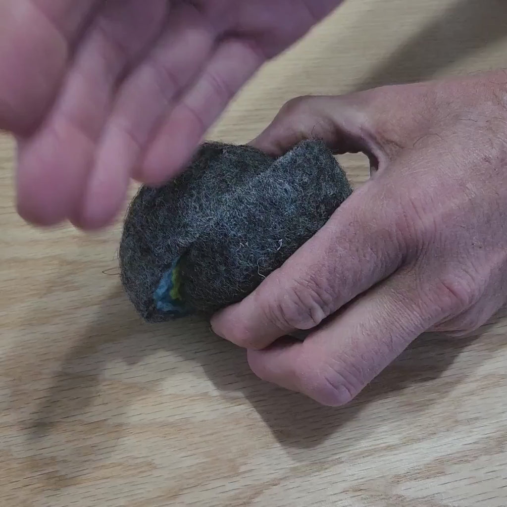 Wool geode pincushion, hand felted merino and Icelandic in aqua green, gemstone pin cushion, handmade by me in Arkansas